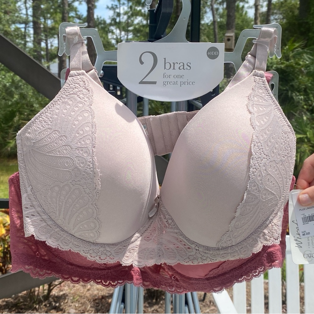 NWT Cato Pure Beauty by Rene Rolfe set of 2 40DD wirefree lightly lined bras.